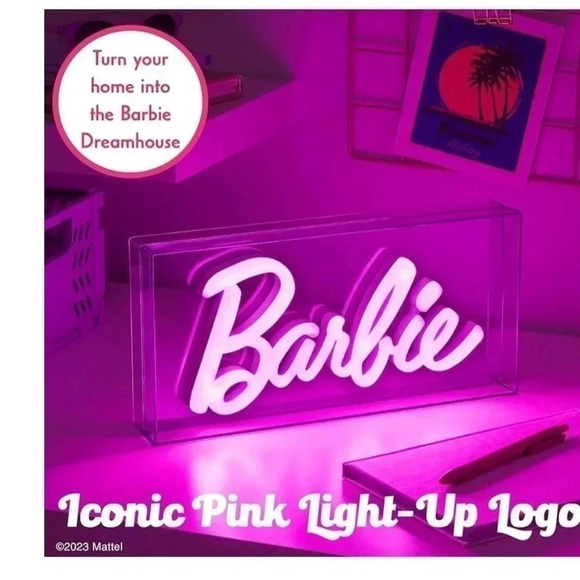 Barbie Paladone Barbie Logo LED Neon Pink Sign, Room Decor - Picture 8 of 9